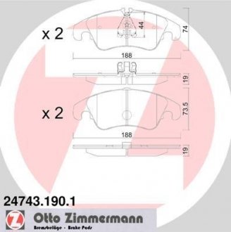 Комплект тормозных колодок ZIMMERMANN 24743.190.1 (фото 1)