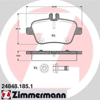 Тормозные колодки дисковые ZIMMERMANN 24848.185.1