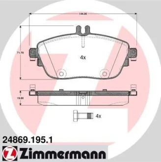 Гальмівні колодки передні дискові ZIMMERMANN 24869.195.1