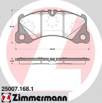 Комплект тормозных колодок ZIMMERMANN 25007.168.1 (фото 1)