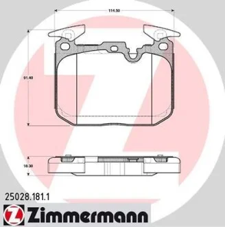 Тормозные колодки передние дисковые ZIMMERMANN 25028.181.1