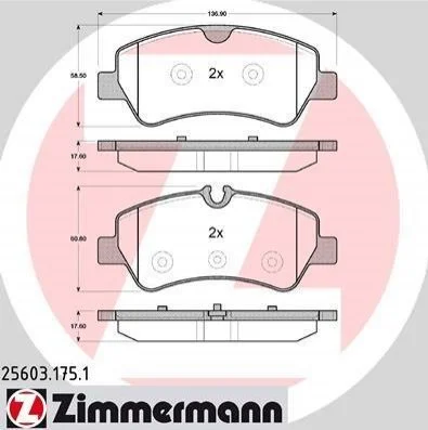 Гальмівні колодки задні дискові ZIMMERMANN 256031751 (фото 1)