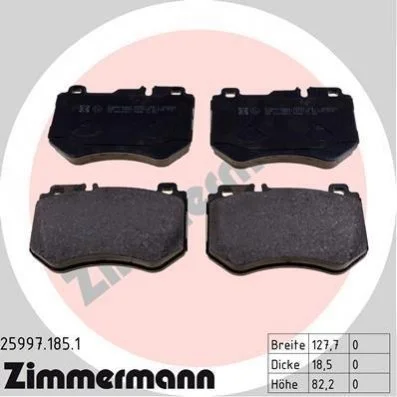 Гальмівні колодки дискові ZIMMERMANN 259971851 (фото 1)