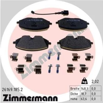 Гальмівні колодки передні дискові ZIMMERMANN 261691852