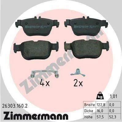 Гальмівні колодки задні дискові ZIMMERMANN 26303.160.2 (фото 1)