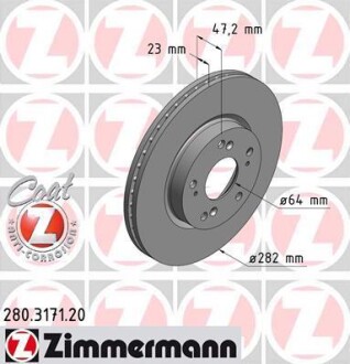 Диск тормозной ZIMMERMANN 280.3171.20