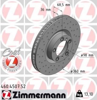 Диск тормозной SPORT Z правый ZIMMERMANN 460450752