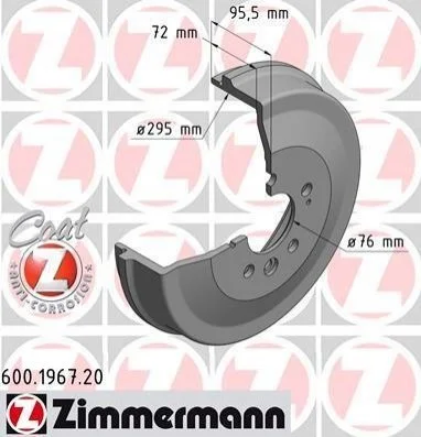 Барабан тормозной Coat Z ZIMMERMANN 600196720 (фото 1)