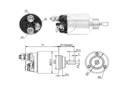 Тяговое реле стартера 12V ZM ZM1381