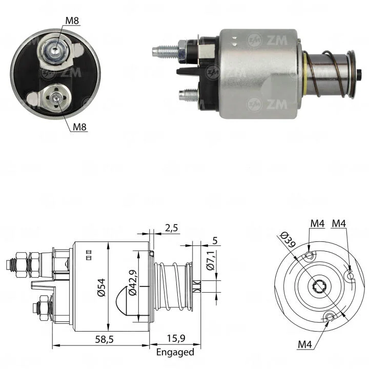Втягивающее реле 12V ZM ZM1495 (фото 1)
