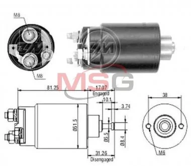 Тяговое реле стартера 12V ZM ZM1761