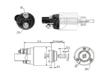 Реле стартера втягивающее 12V ZM ZM381 (фото 1)