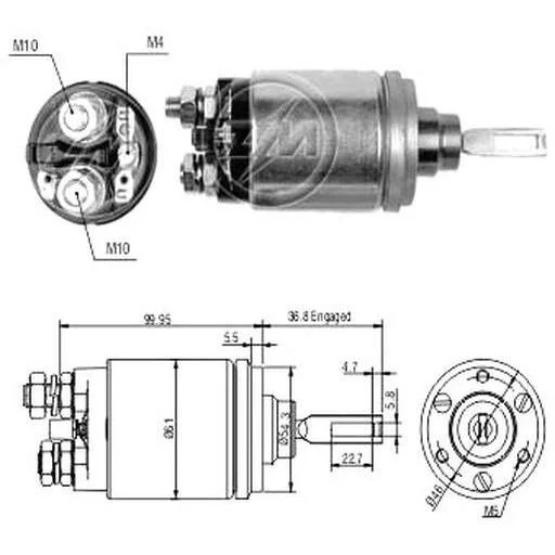 Втягивающее реле стартера 12V ZM ZM741 (фото 1)